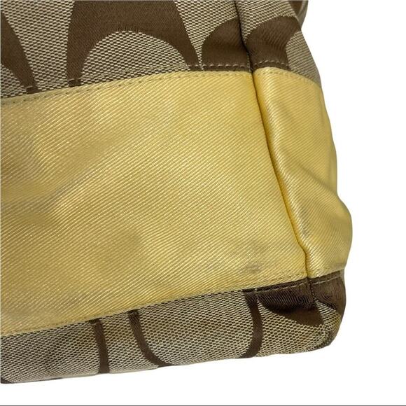 Coach Signature Stripe Jacquard Tote Diaper Bag Signature Canvas F13803 Yellow - Picture 8 of 16